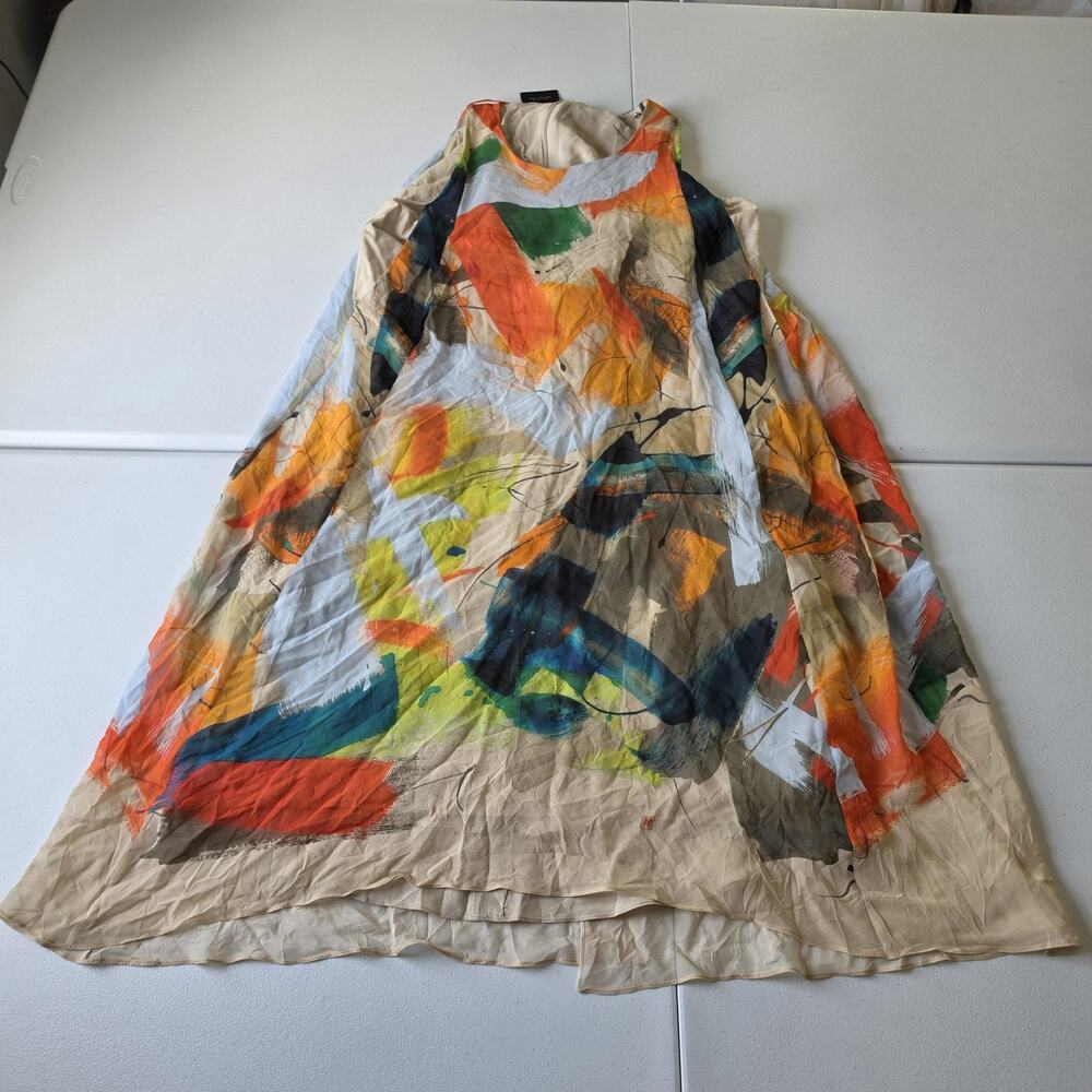 Akris Dress Womens 12 Multicolor Chiffon Lined Trapeze Swing Knee Length